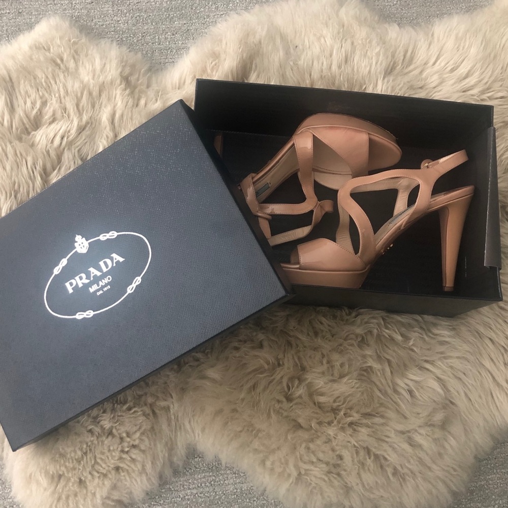 PRADA Nude Slingback Sandal with Platform Size 39